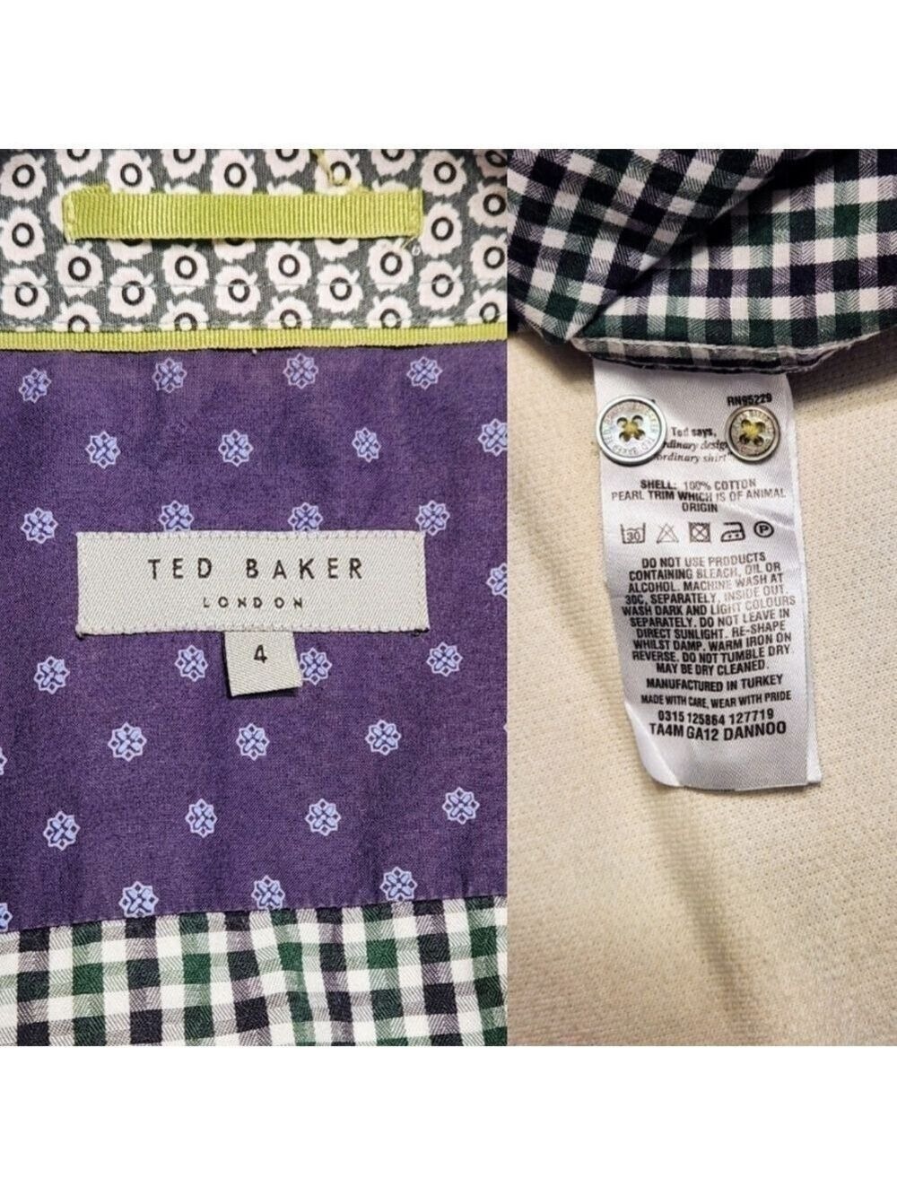 Ted Baker Gingham Cotton Dress Shirt Large - Picture 9 of 11